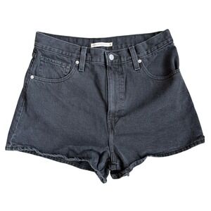 Levis High Waisted Mom Shorts Womens 31 Washed Black Denim Jean Shorts